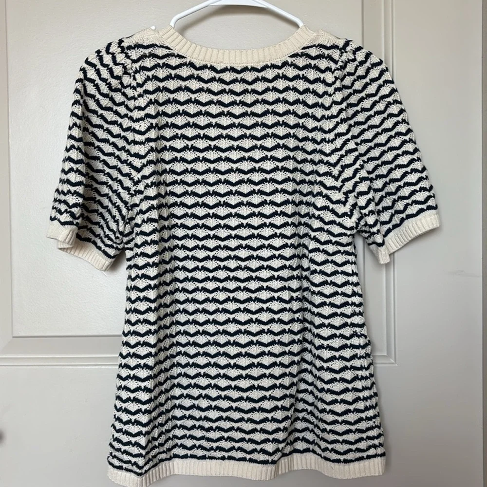 Sezane Mae Jumper Ecru / Navy - Size L - Picture 3 of 8